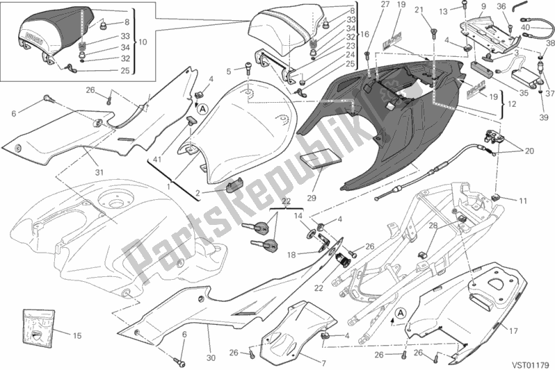 Alle onderdelen voor de Stoel van de Ducati Streetfighter S 1100 2011